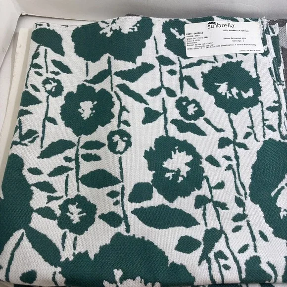 2 Sunbrella Fabric Upholstery Samples Both 26"x26" Brown & Green W/Leaves - Picture 2 of 5